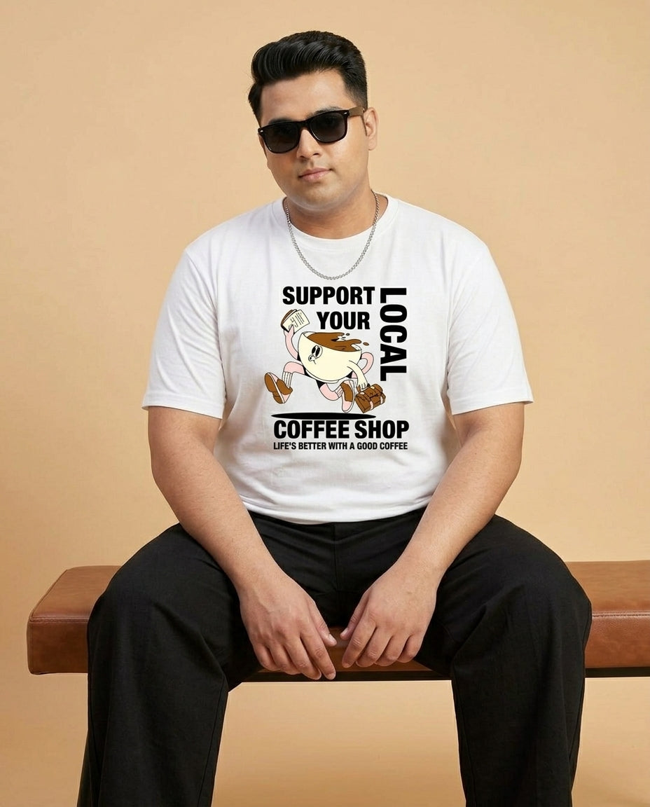 Support Local Coffee Shop Plus Size Men Premium Tee