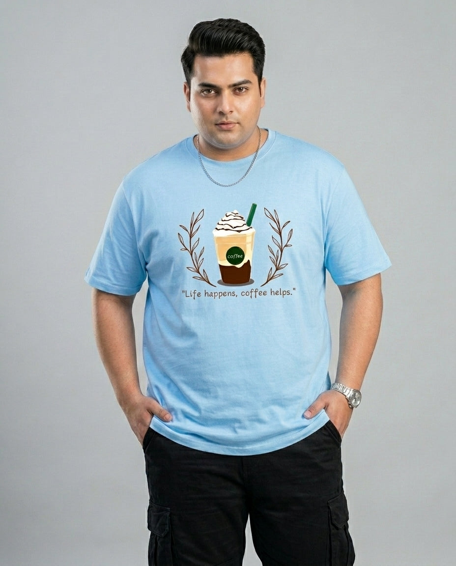 Life Happens, Coffee Helps Plus Size Men Premium Tee