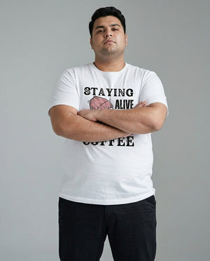 Staying Alive Coffee Plus Size Men Premium Tee