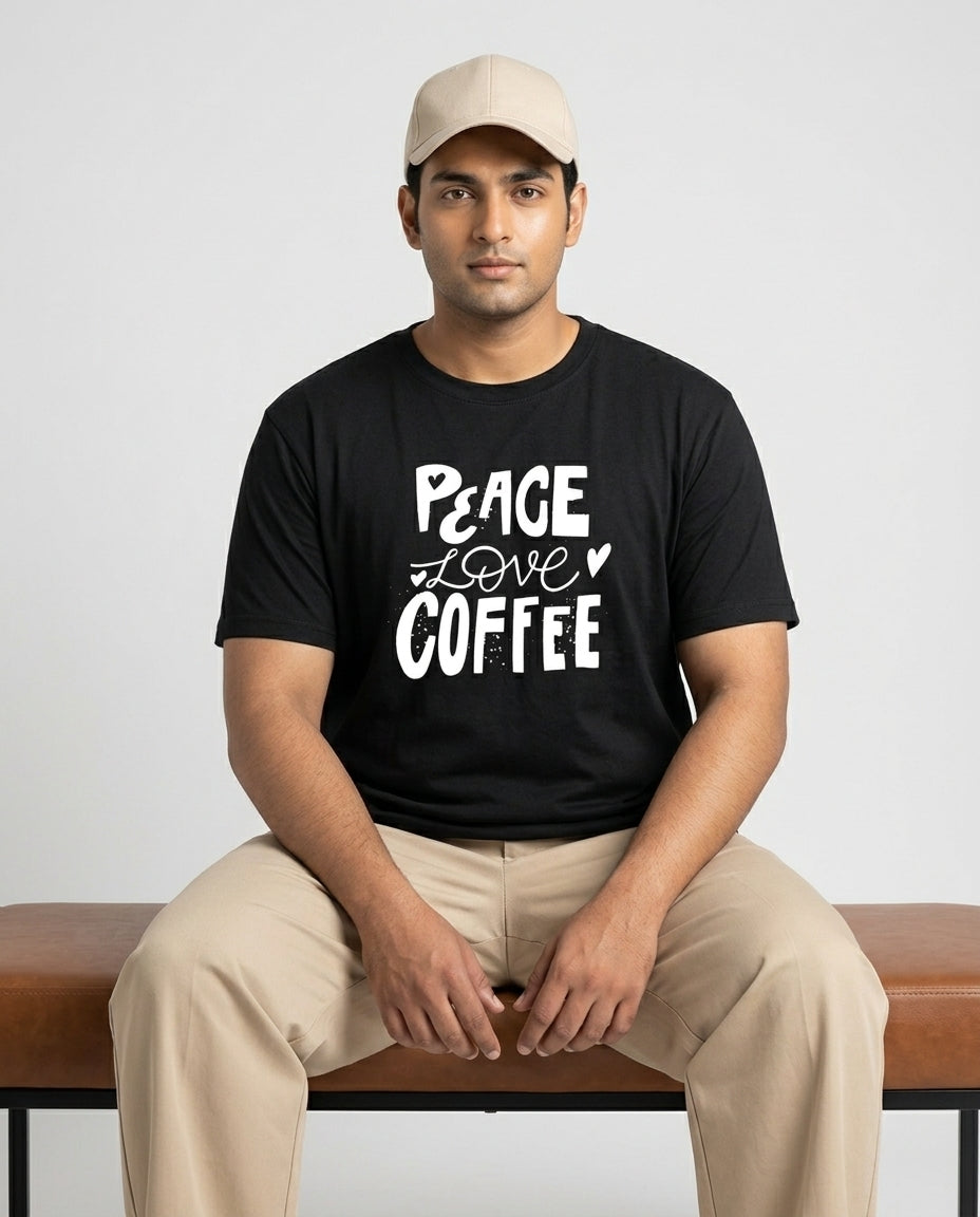 Peace Love Coffee Plus Size Men Premium Tee