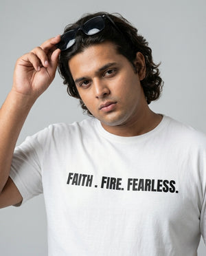 Faith Fire Fearless Plus Size Men Premium Tee