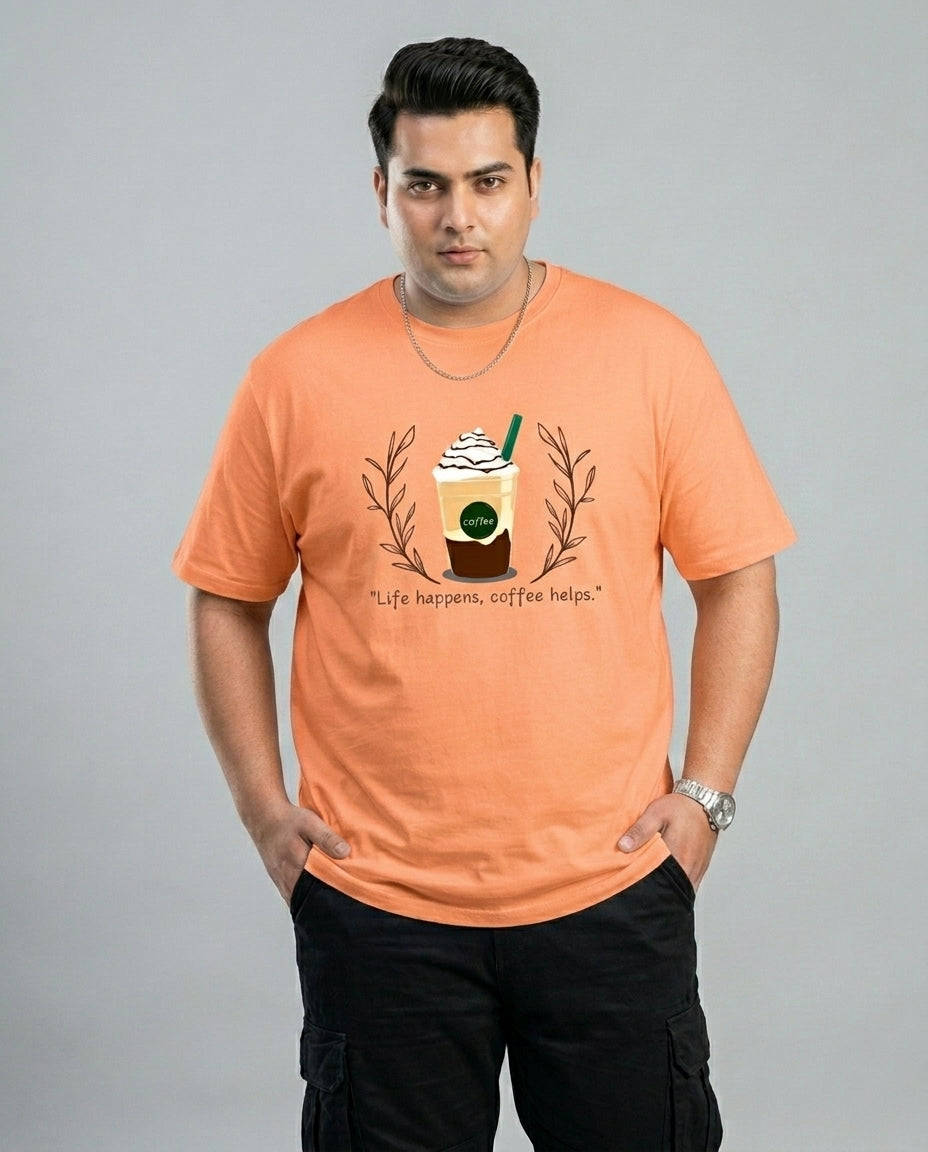 Life Happens, Coffee Helps Plus Size Men Premium Tee