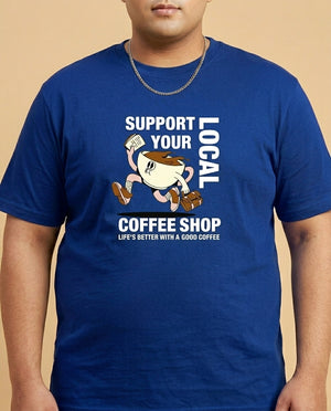 Support Local Coffee Shop Plus Size Men Premium Tee