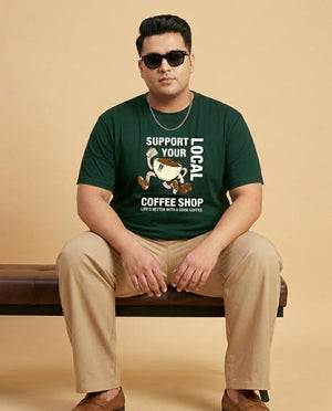 Support Local Coffee Shop Plus Size Men Premium Tee