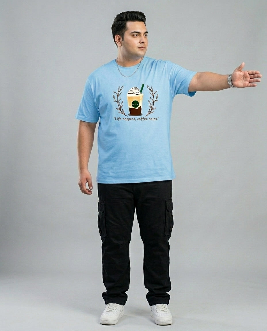 Life Happens, Coffee Helps Plus Size Men Premium Tee