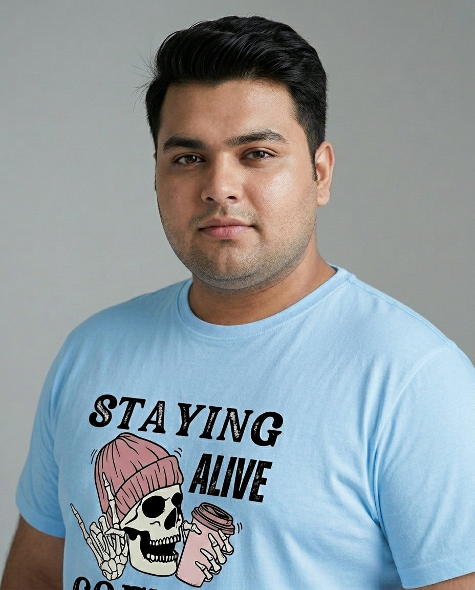 Staying Alive Coffee Plus Size Men Premium Tee