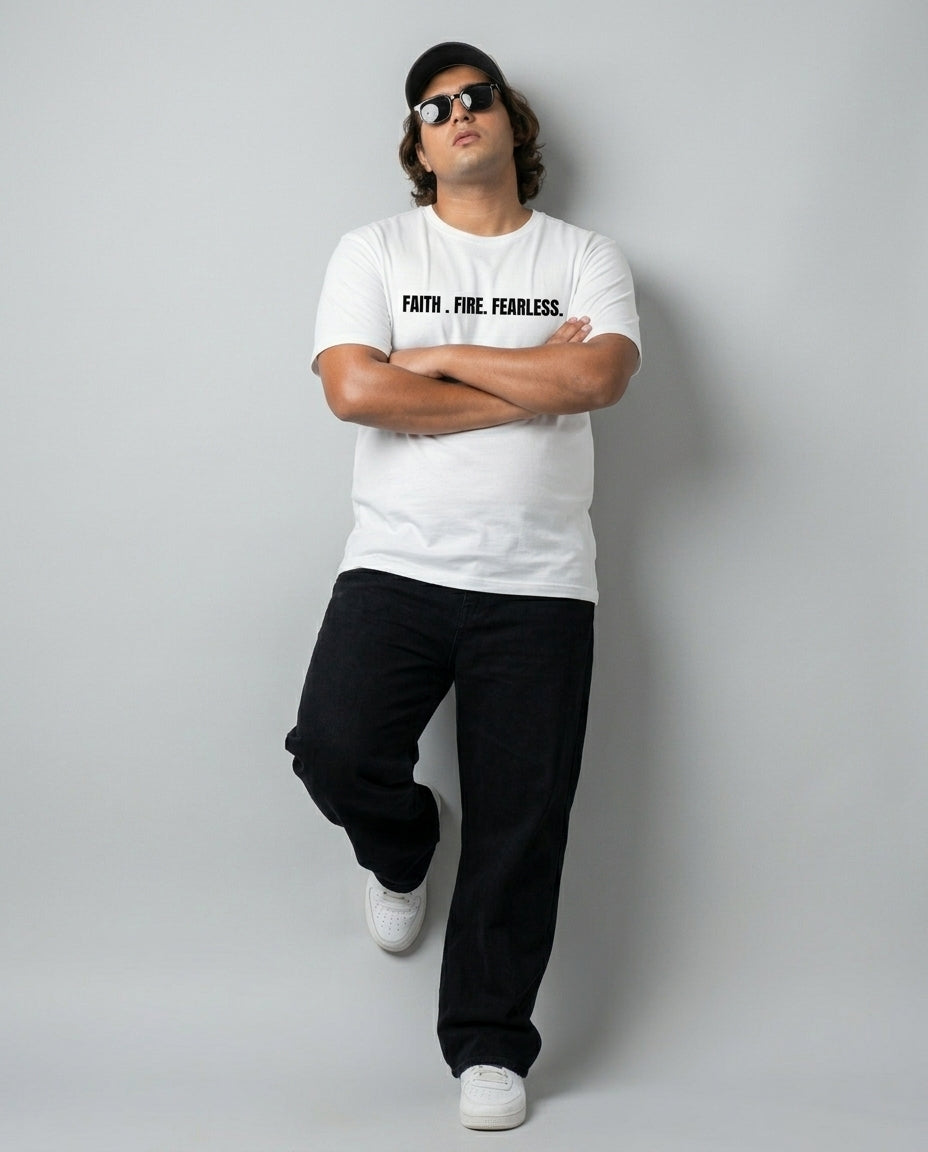 Faith Fire Fearless Plus Size Men Premium Tee