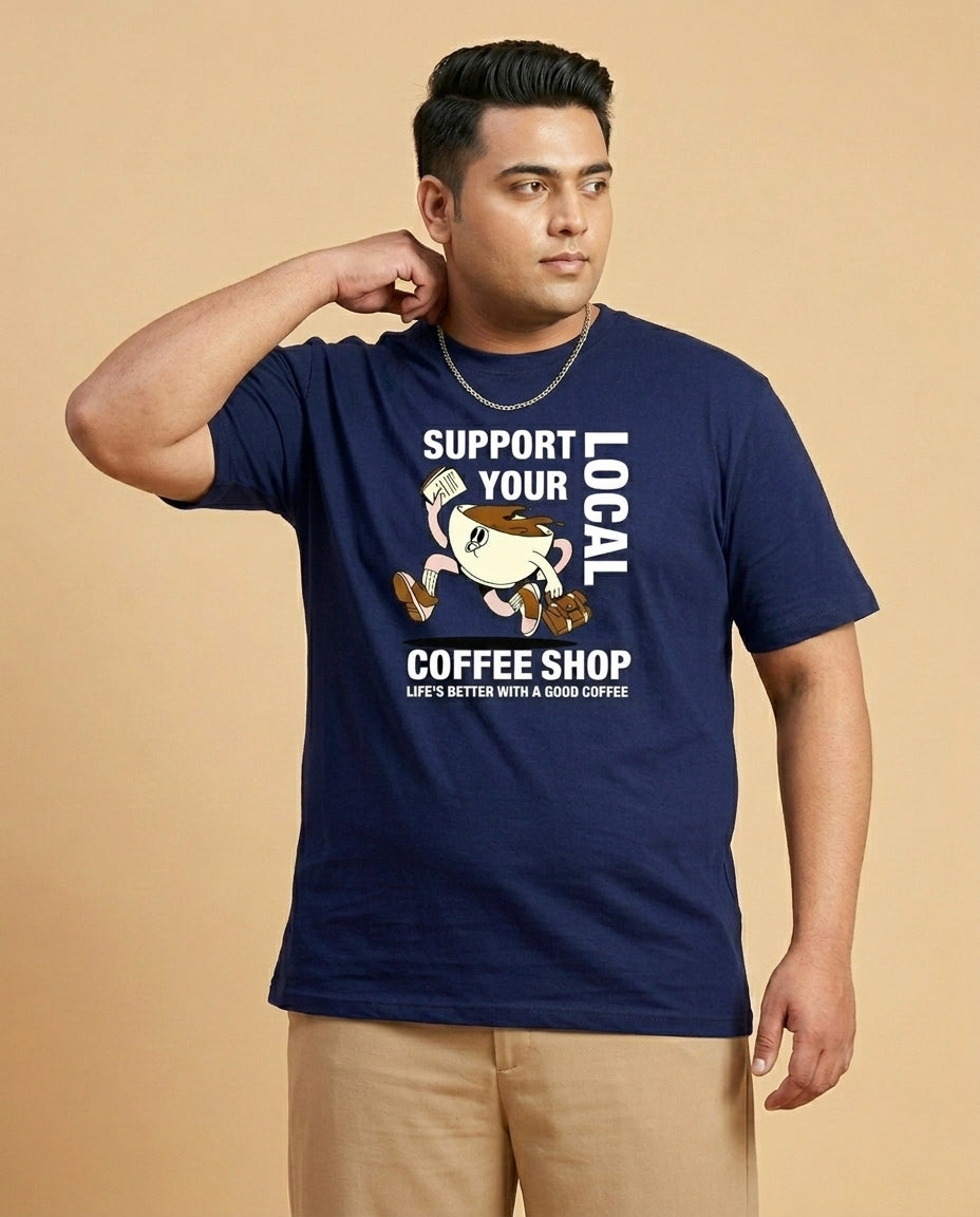 Support Local Coffee Shop Plus Size Men Premium Tee