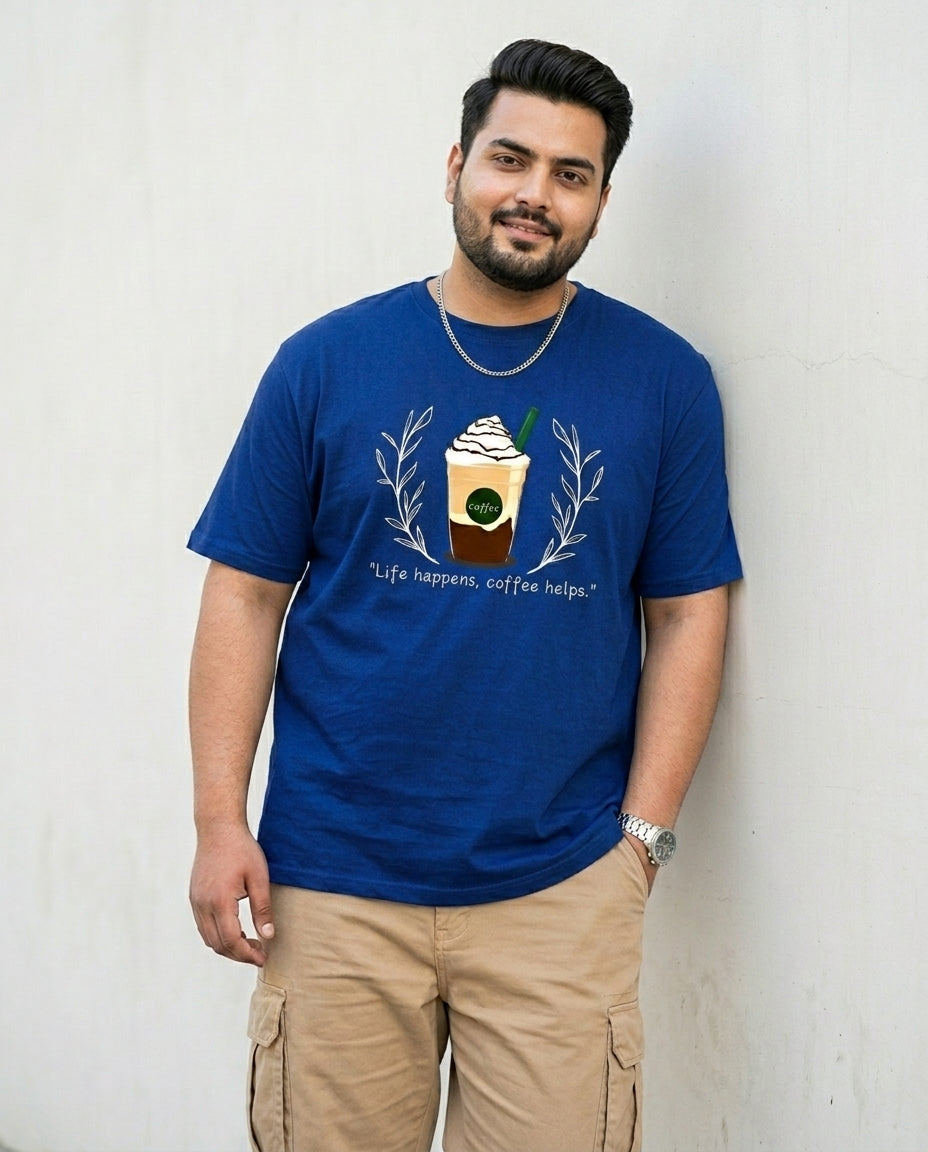 Life Happens, Coffee Helps Plus Size Men Premium Tee