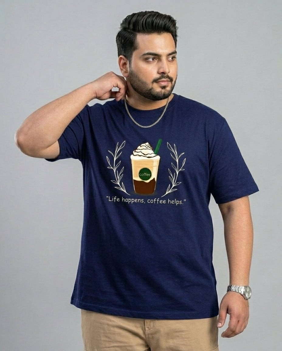 Life Happens, Coffee Helps Plus Size Men Premium Tee