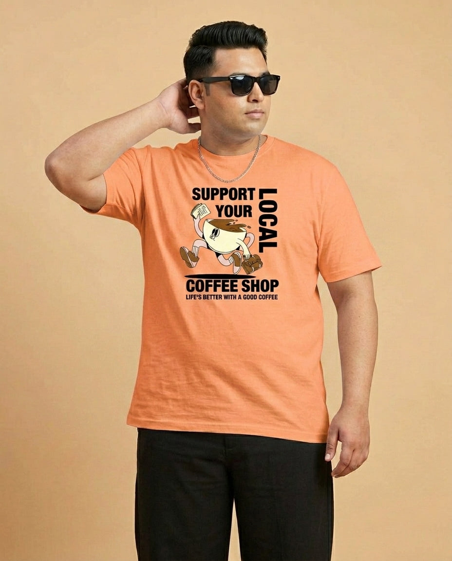 Support Local Coffee Shop Plus Size Men Premium Tee