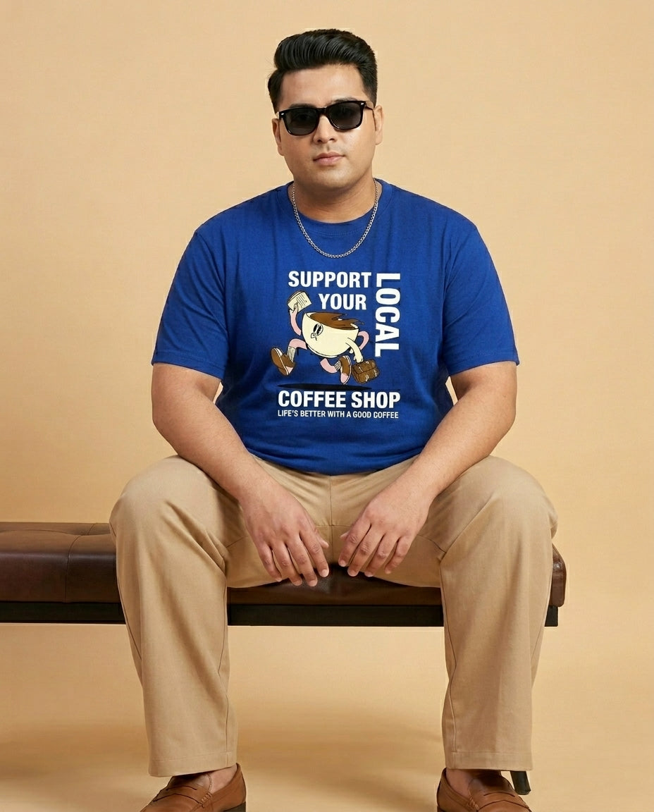 Support Local Coffee Shop Plus Size Men Premium Tee