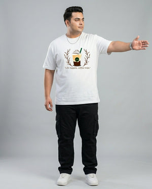 Life Happens, Coffee Helps Plus Size Men Premium Tee