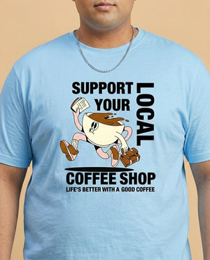 Support Local Coffee Shop Plus Size Men Premium Tee