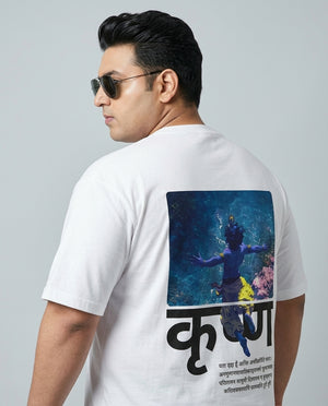 Krishna Back Print Plus Size Men Premium Tee