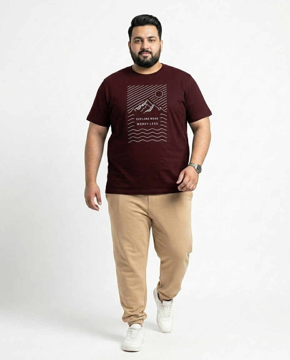 Explore More Worry Less Plus Size Men Premium Tee