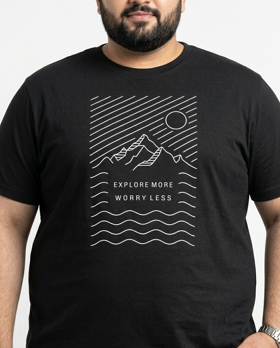 Explore More Worry Less Plus Size Men Premium Tee
