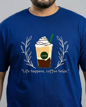 Life Happens, Coffee Helps Plus Size Men Premium Tee