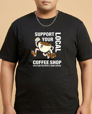Support Local Coffee Shop Plus Size Men Premium Tee