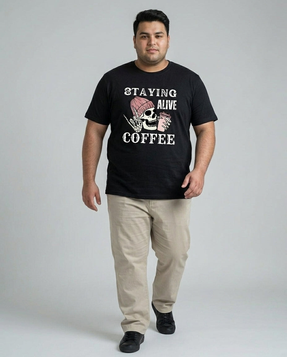Staying Alive Coffee Plus Size Men Premium Tee
