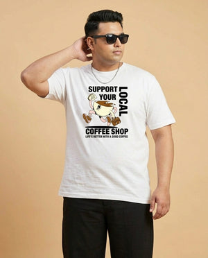 Support Local Coffee Shop Plus Size Men Premium Tee