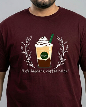 Life Happens, Coffee Helps Plus Size Men Premium Tee
