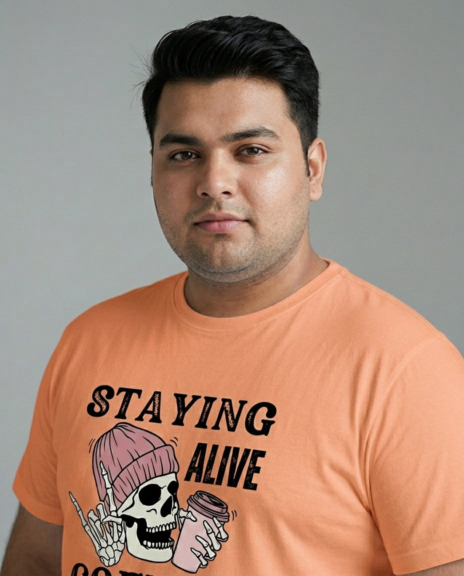 Staying Alive Coffee Plus Size Men Premium Tee