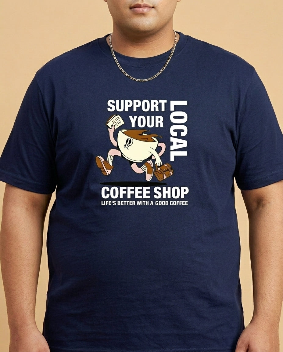Support Local Coffee Shop Plus Size Men Premium Tee