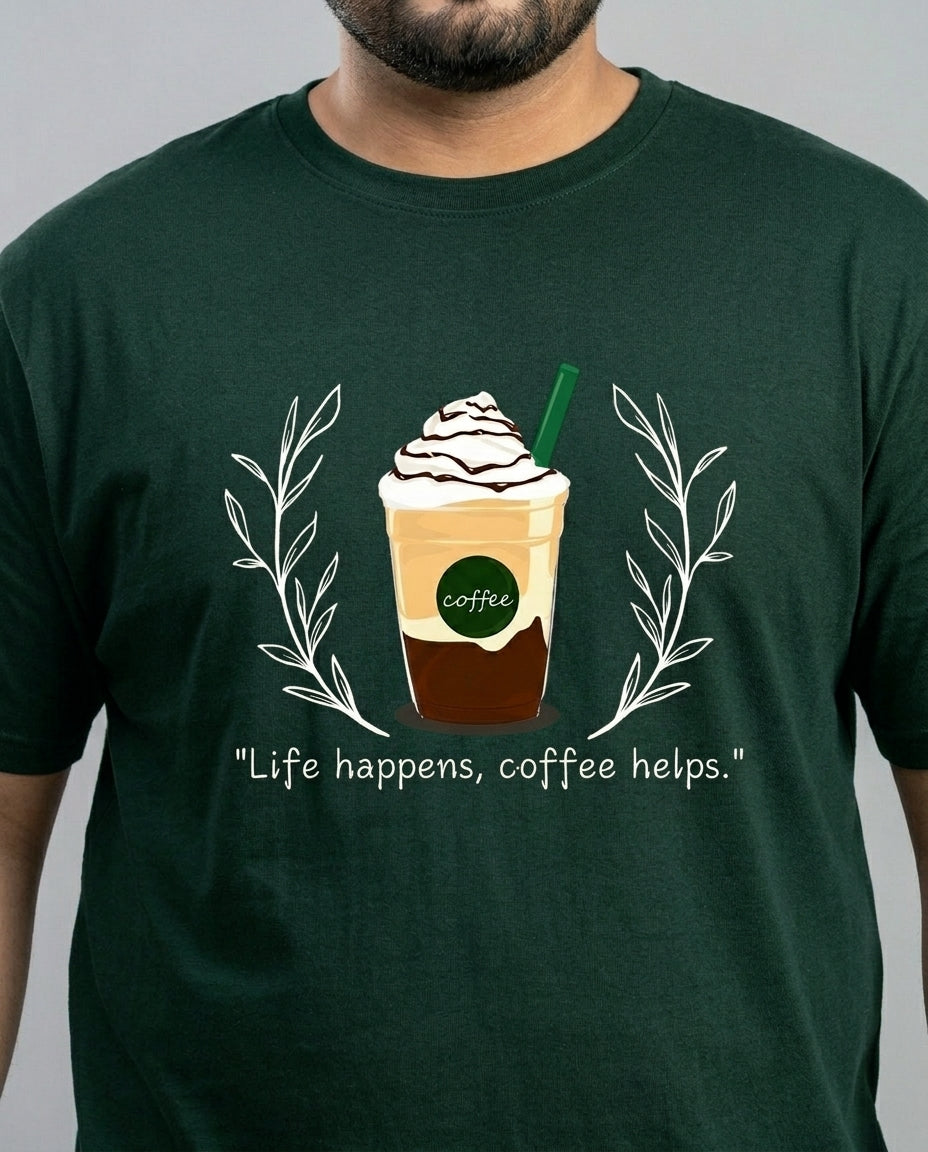 Life Happens, Coffee Helps Plus Size Men Premium Tee