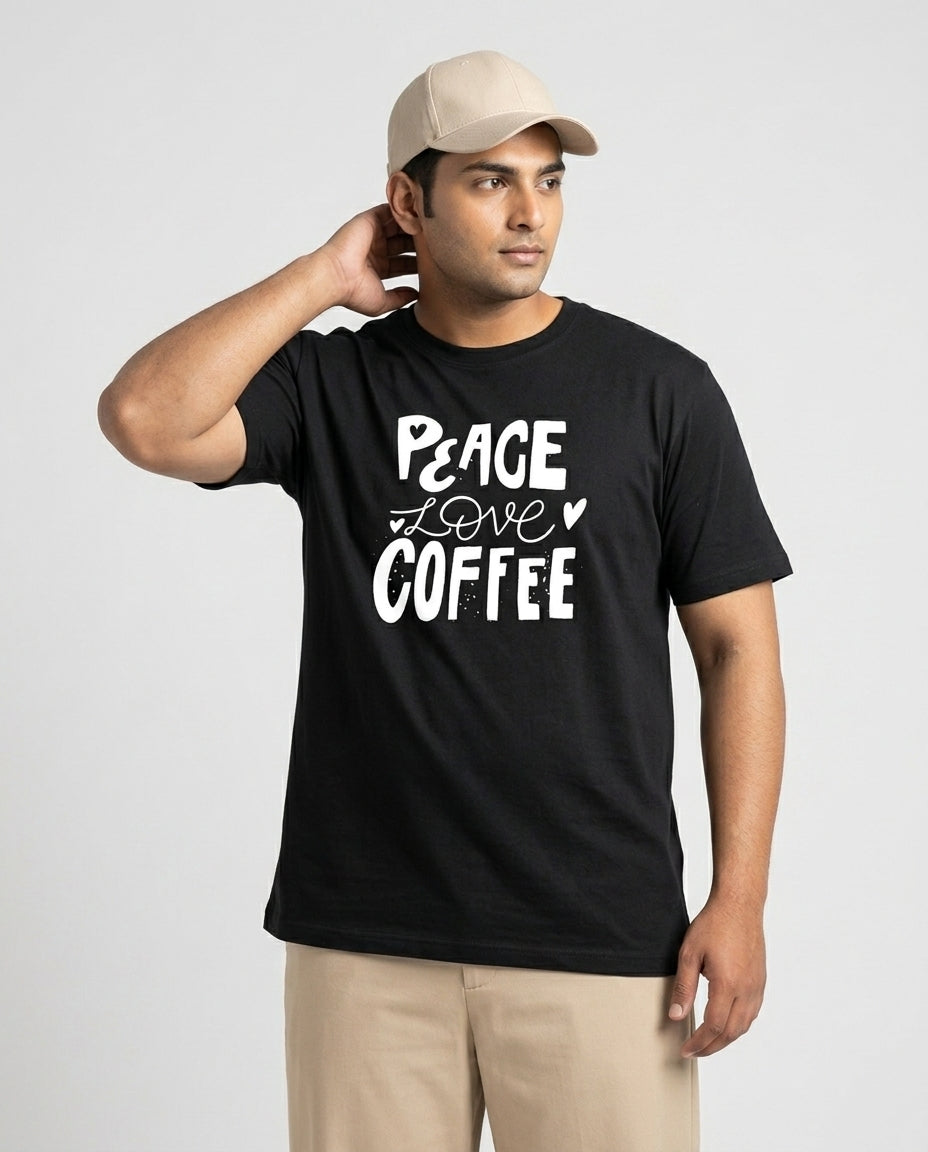 Peace Love Coffee Plus Size Men Premium Tee
