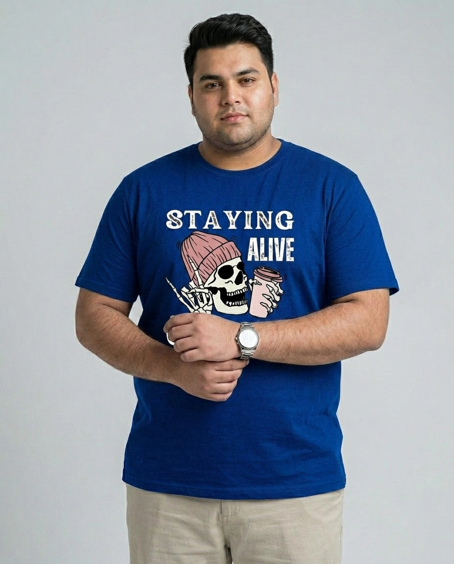 Staying Alive Coffee Plus Size Men Premium Tee