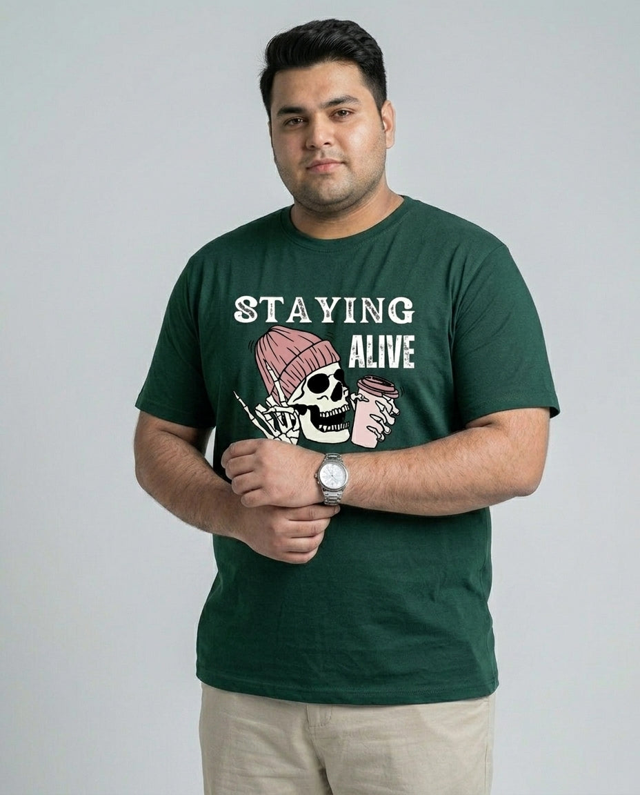 Staying Alive Coffee Plus Size Men Premium Tee
