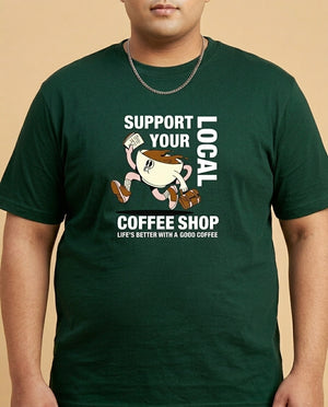 Support Local Coffee Shop Plus Size Men Premium Tee