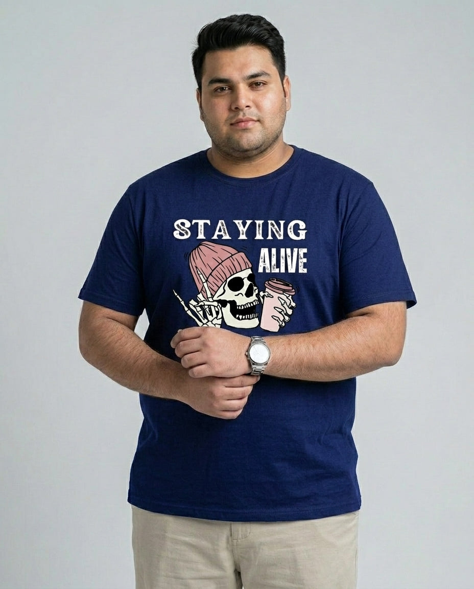 Staying Alive Coffee Plus Size Men Premium Tee