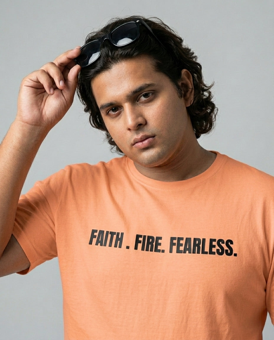 Faith Fire Fearless Plus Size Men Premium Tee