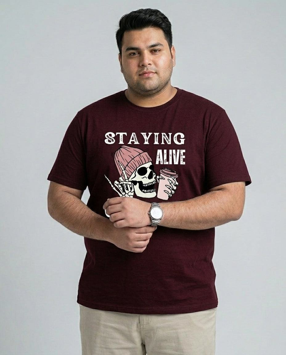 Staying Alive Coffee Plus Size Men Premium Tee