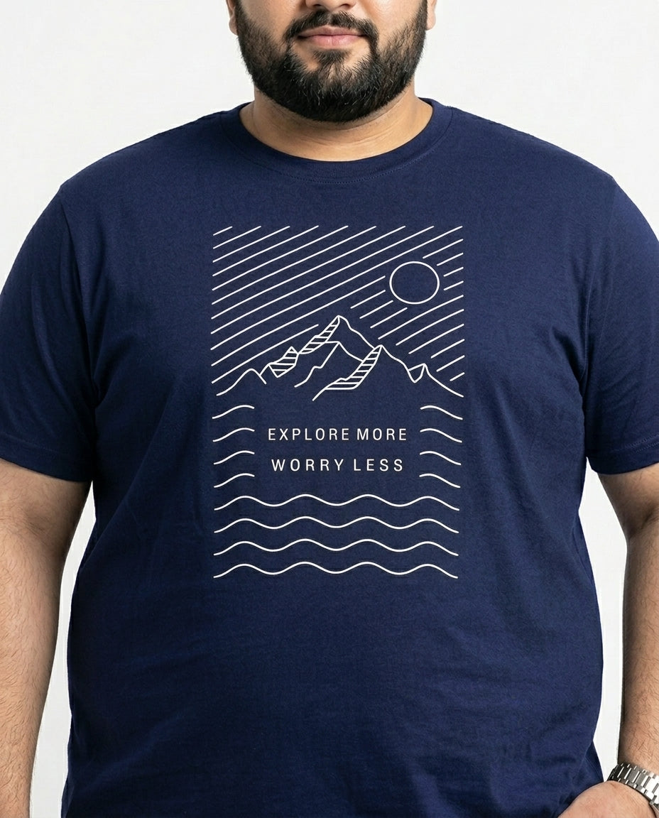 Explore More Worry Less Plus Size Men Premium Tee