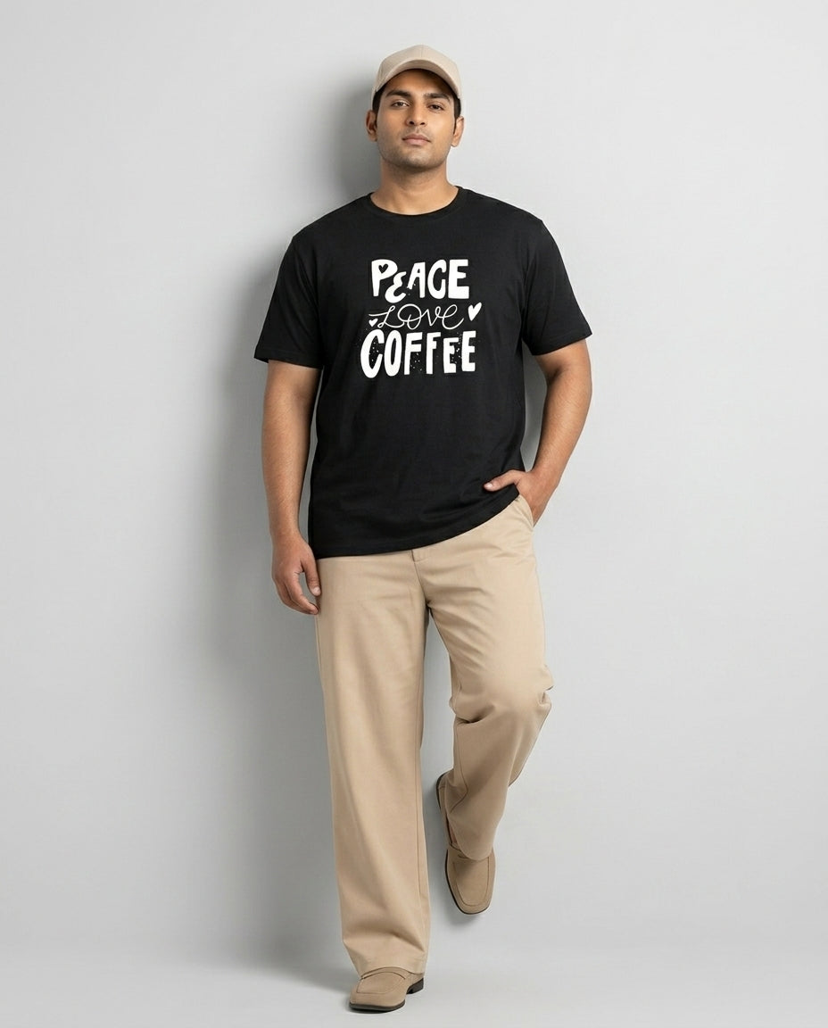 Peace Love Coffee Plus Size Men Premium Tee