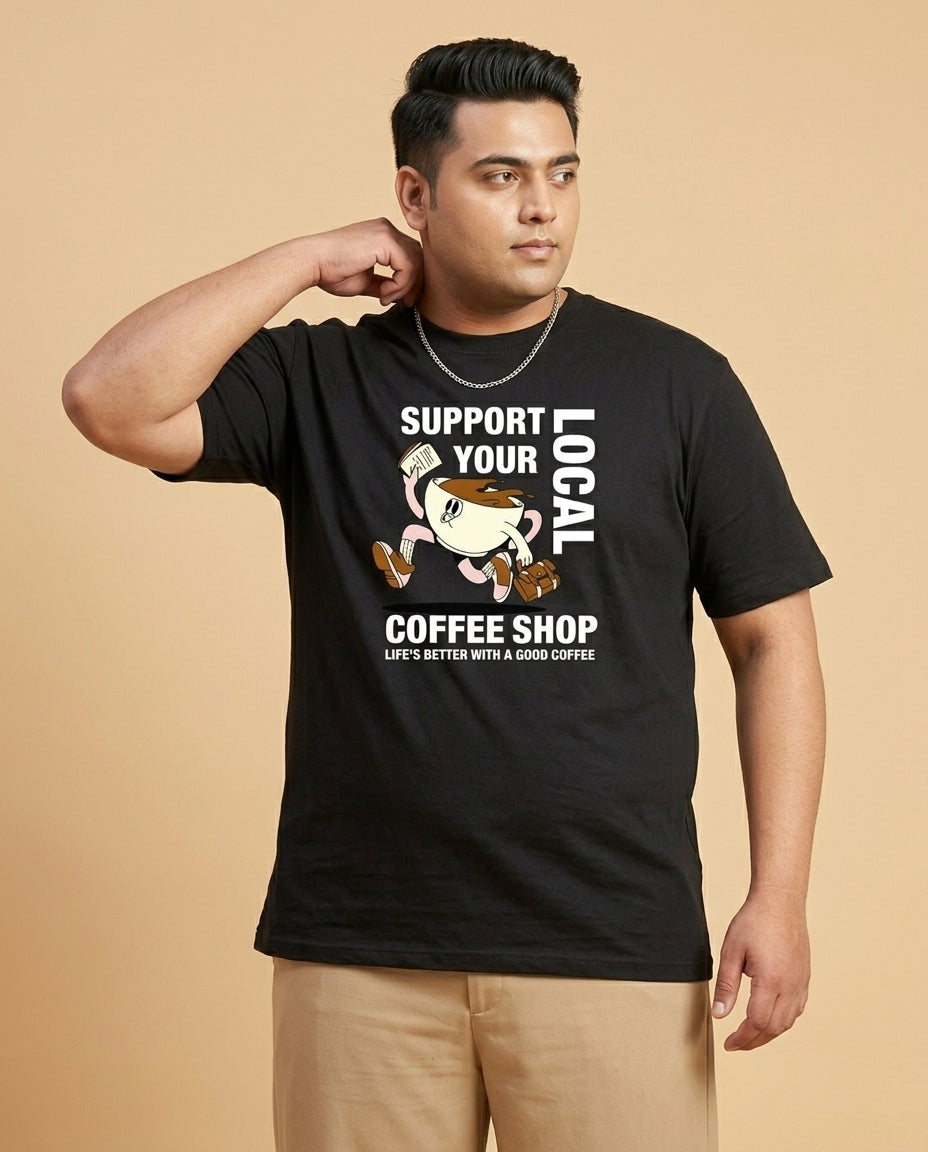 Support Local Coffee Shop Plus Size Men Premium Tee