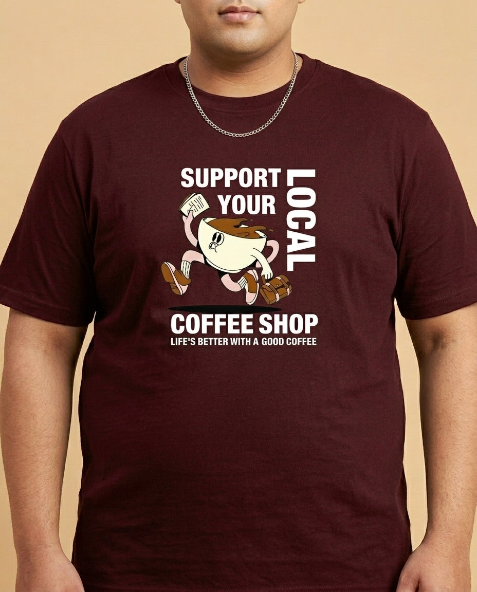 Support Local Coffee Shop Plus Size Men Premium Tee